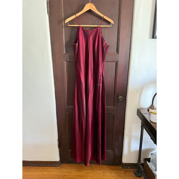 90s Vintage ASPEED Burgundy High Neck  Beaded Gown Prom Dress Extra Large - Picture 5 of 6